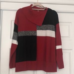 ✨NWT✨ color block angled turtleneck sweater